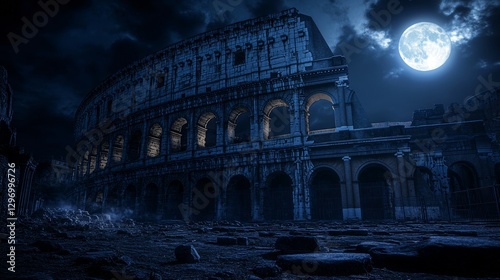 roman coliseum at night photo