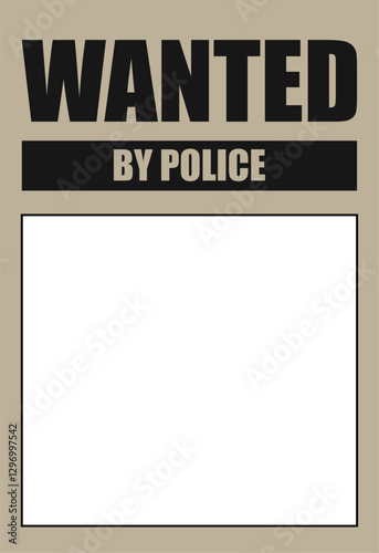 Wanted by police banner poster with place photo, vector of criminal suspect, arrest law, justice and crime, search and investigation, warning template, document frame, capture prison illustration