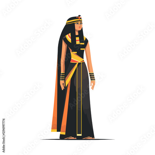 An Elegant Female Person Wearing Royal Traditional Ancient Garments Appears