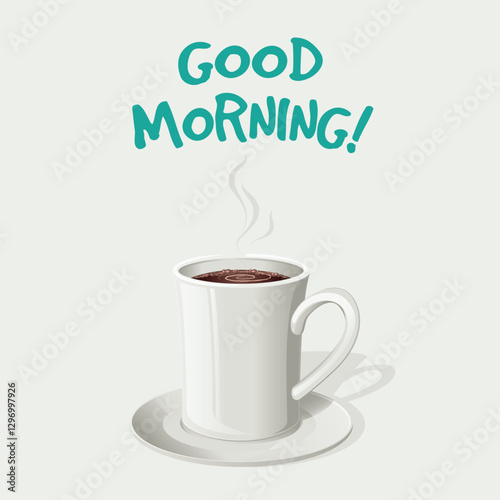 Illustration of a cup of coffee with steam and text good morning -eps10