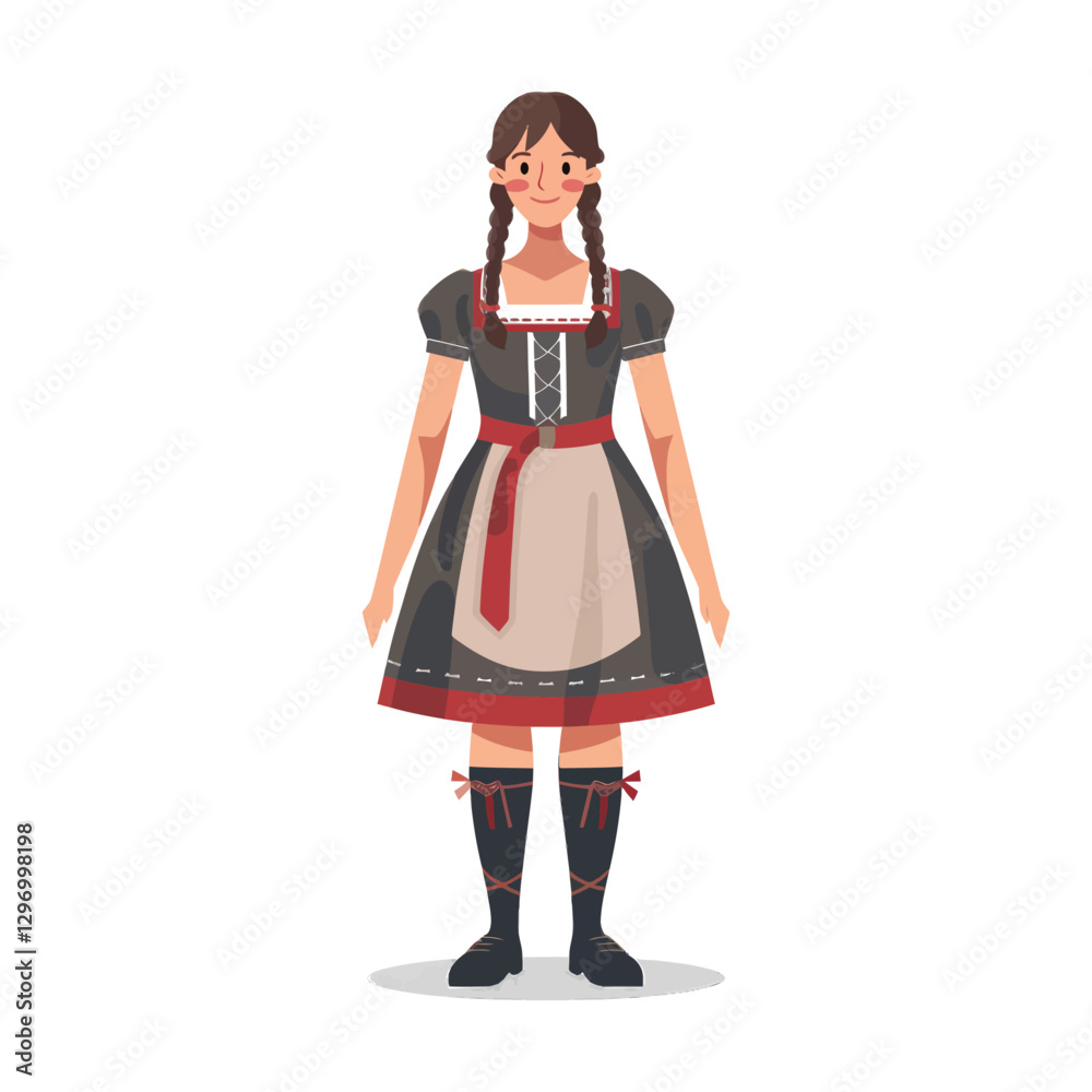 Illustration Of A Young Woman In A Traditional Dress Illustration Of A Young Woman In A Traditional Dress