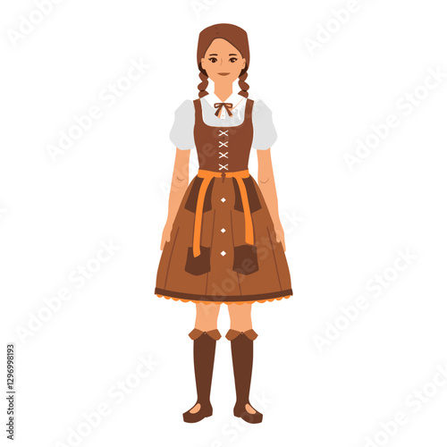 A Smiling Woman Wearing A Traditional Dress Stands Centered Facing Forward