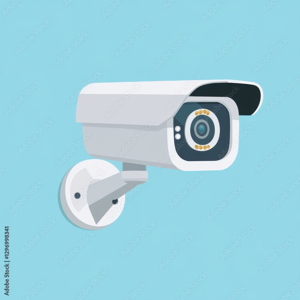 Surveillance camera mounted on a wall with a modern design, providing security and monitoring. Surveillance camera mounted on a wall with a modern design, providing security and monitoring.