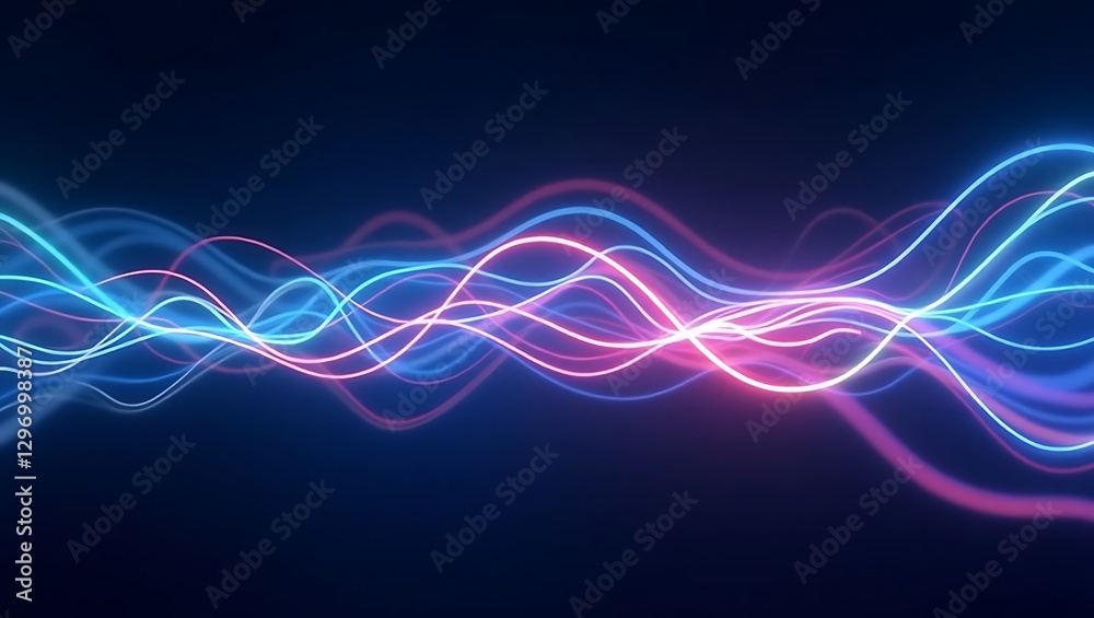 Fototapeta premium Abstract neon wavy motion background. Generative Ai.