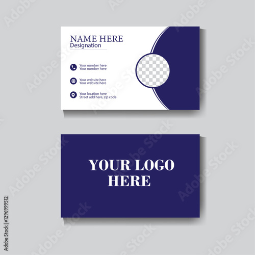 modern simple clean template vector design blue and white business card design