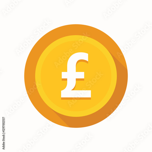 Pound sign, golden pound coin vector