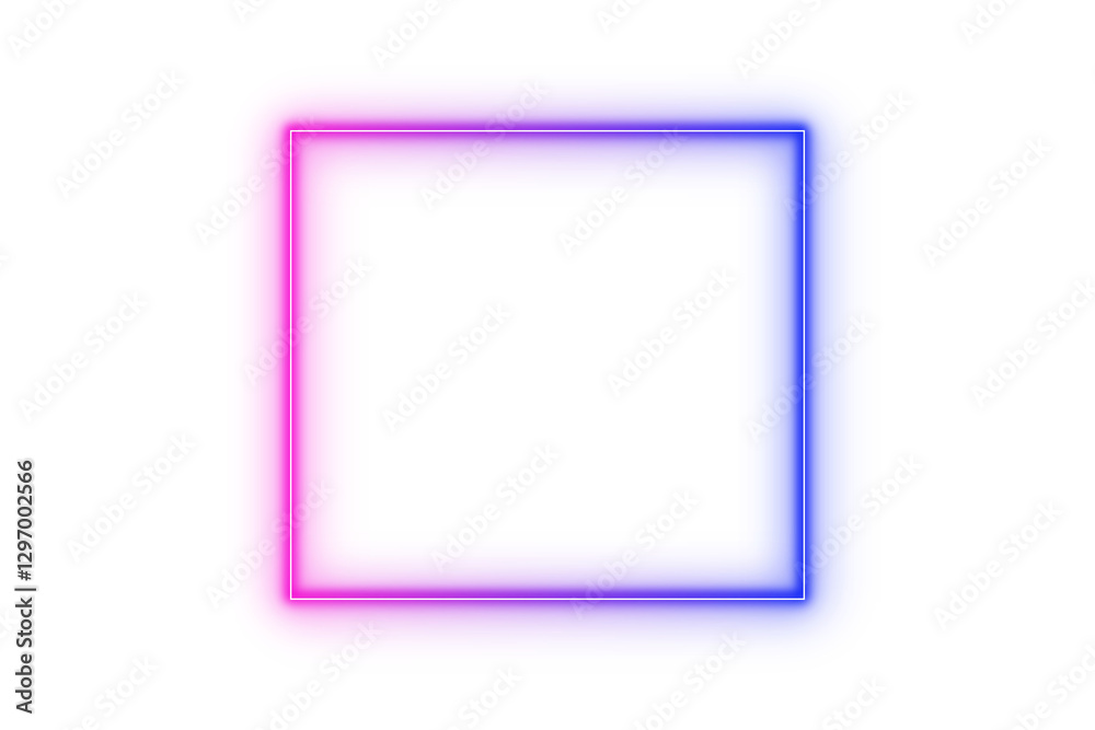 Neon square frame with electric glow, featuring a gradient of pink, purple, and blue hues. A futuristic and vibrant design element for modern visuals Neon square frame with electric glow, featuring a gradient of pink, purple, and blue hues. A futuristic and vibrant design element for modern visuals