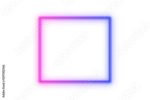 Neon square frame with electric glow, featuring a gradient of pink, purple, and blue hues. A futuristic and vibrant design element for modern visuals
