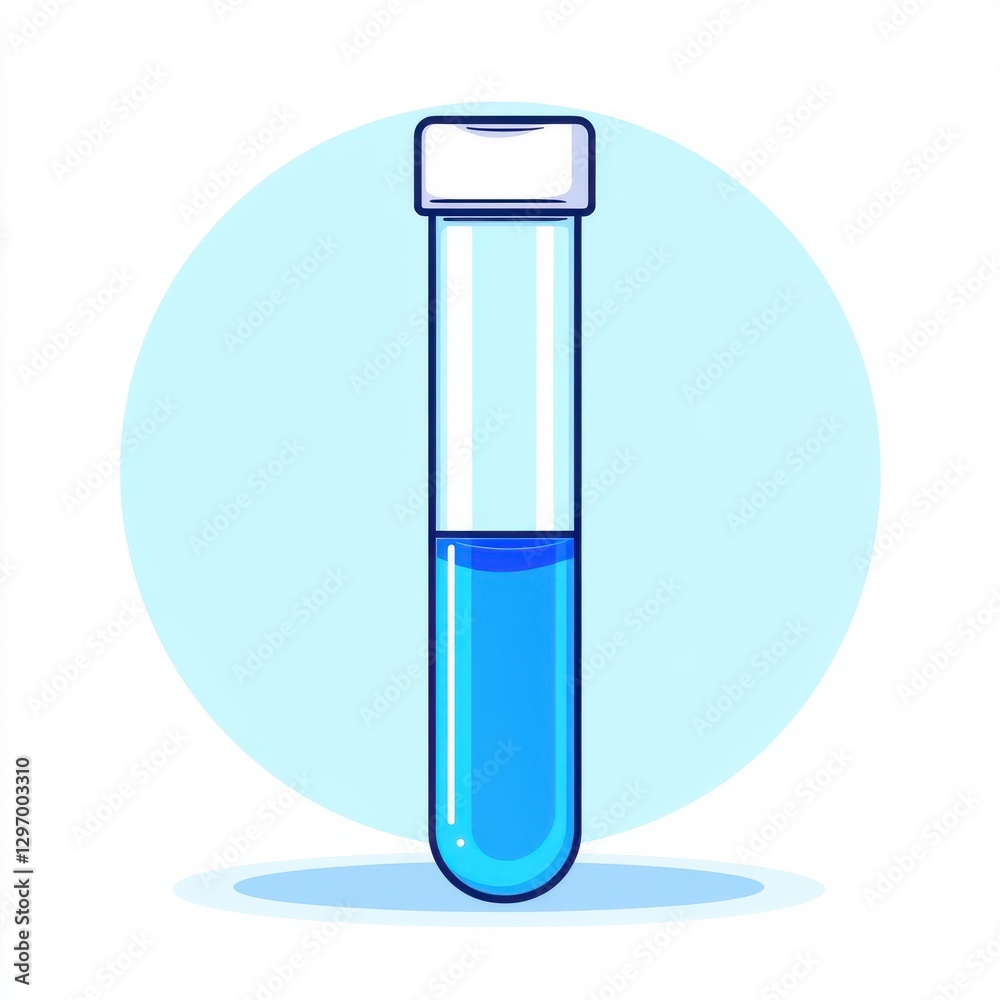 Illustration of a test tube with blue liquid, symbolizing scientific research and experimentation. Illustration of a test tube with blue liquid, symbolizing scientific research and experimentation.