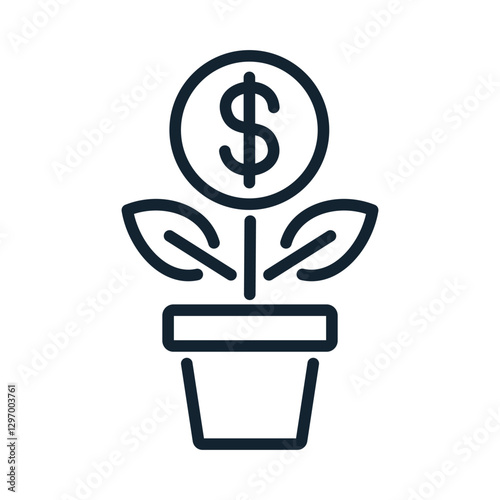 Money tree. Banking and investment outline icon