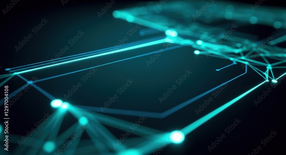 Naklejka premium Futuristic digital interface design with glowing lines and nodes