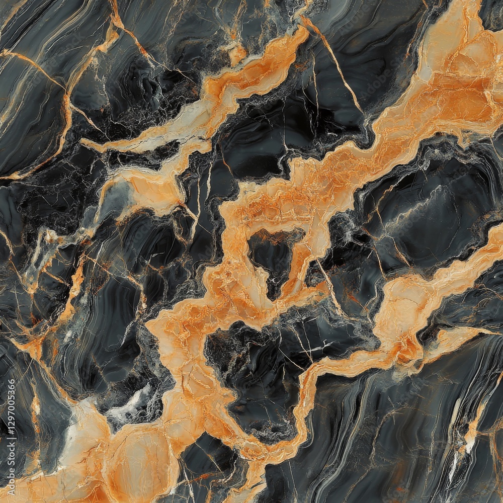 Obraz premium Abstract Black Marble with Golden Veins - Natural Stone Texture for Luxurious Interior Design Projects