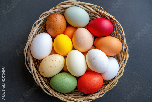 Wallpaper Mural Easter Basket Filled with Colorful Eggs for Spring Festivities. Torontodigital.ca