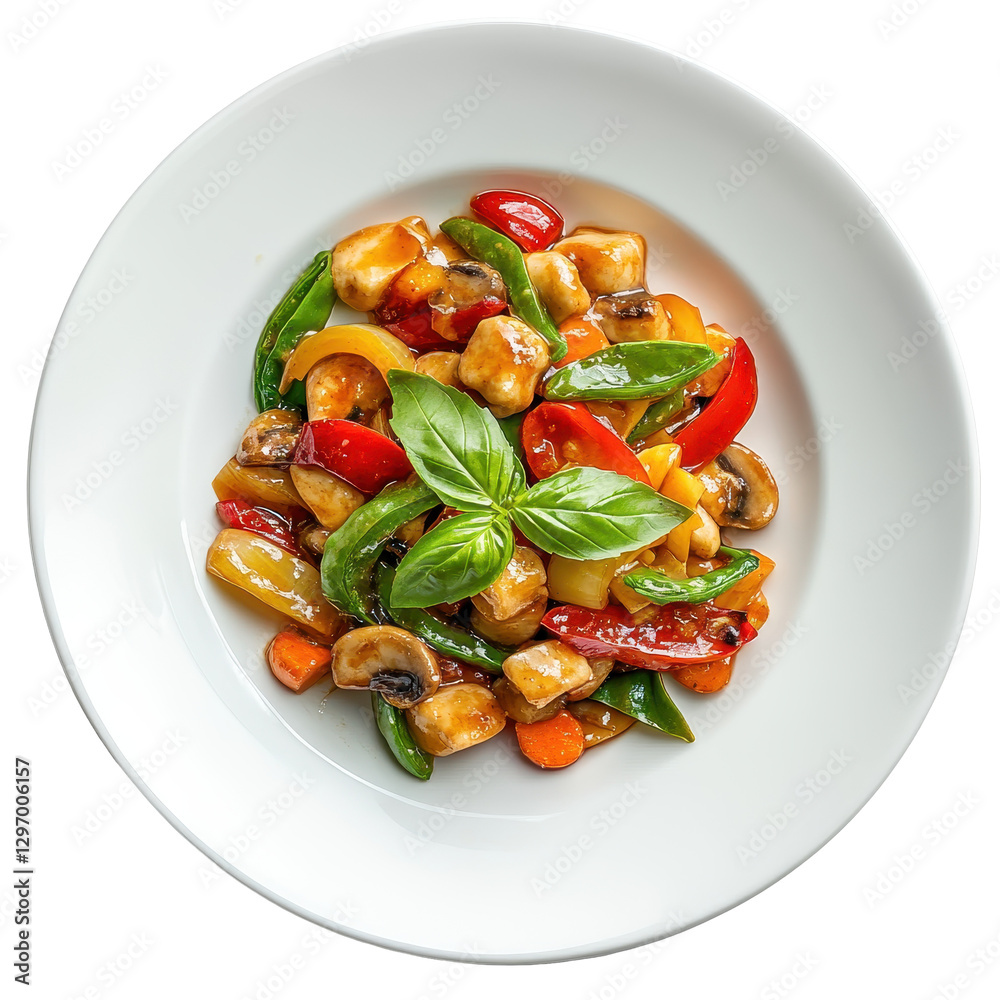 Colorful Vegetable Stir-Fry with Fresh Herbs and Savory Sauce Colorful Vegetable Stir-Fry with Fresh Herbs and Savory Sauce