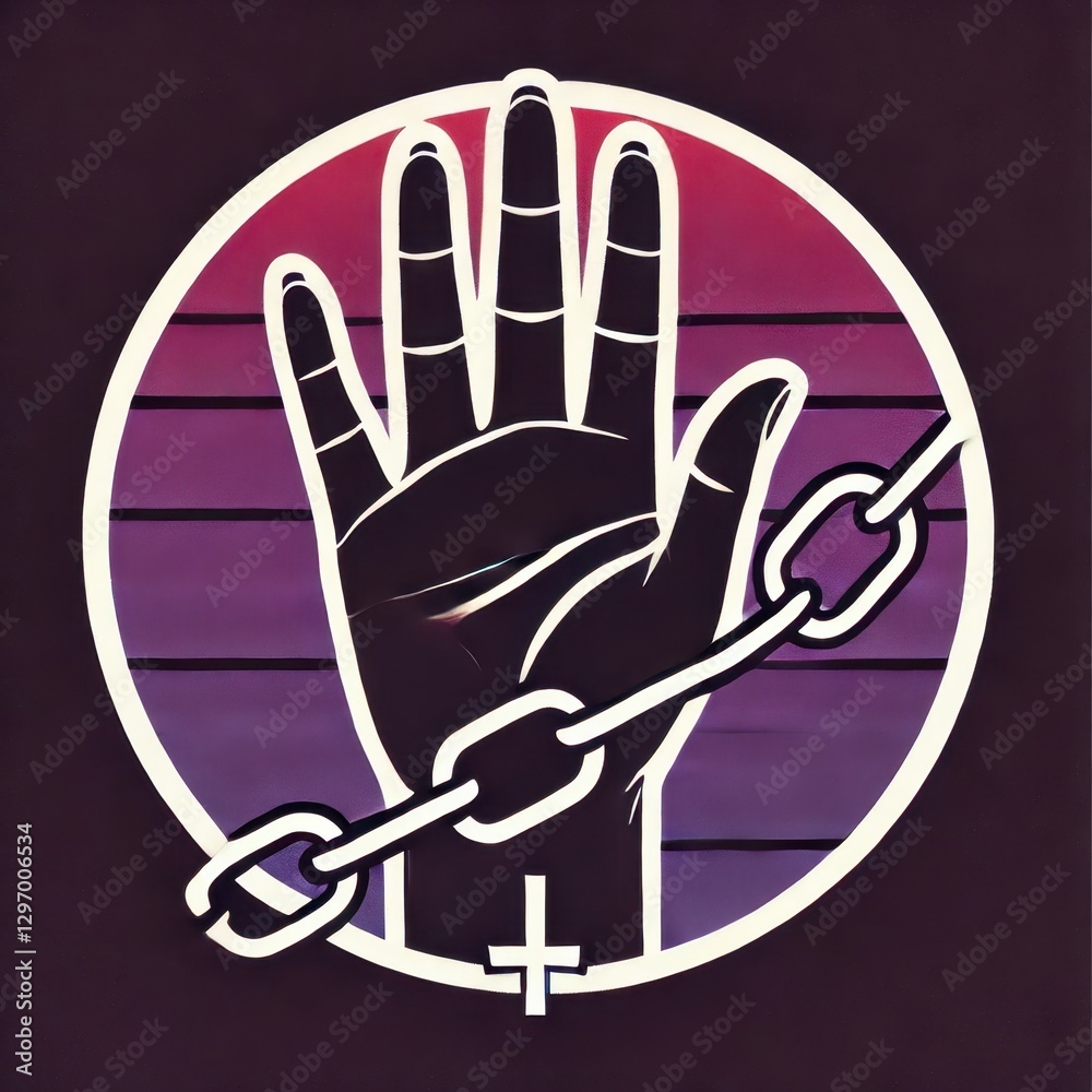 Minimalist illustration against gender violence, symbolic and impactful. AI generated.