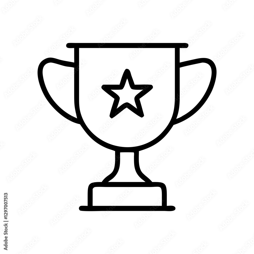 Trophy icon with star symbolizing achievement, black outline, modern design Trophy icon with star symbolizing achievement, black outline, modern design