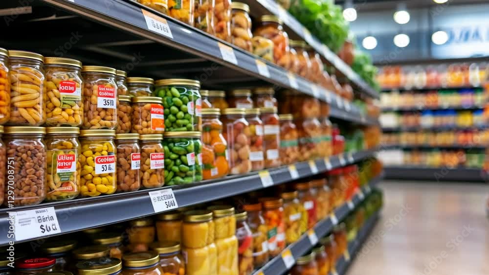 custom made wallpaper toronto digitalShelves of Preserved Foods: A vibrant and abundant display of preserved goods fills the shelves of a well-stocked market. Glass jars overflow with colorful fruits, vegetables, and pickles.
