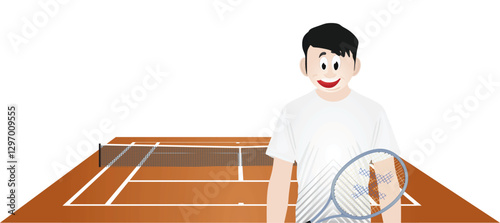 Tennis player in white shirt. vector