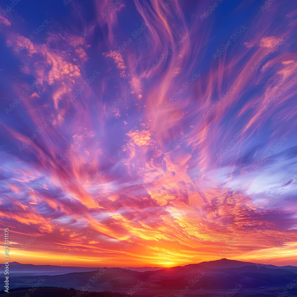 Fototapeta premium A Tranquil Twilight: The Majestic Colors of a Sunset