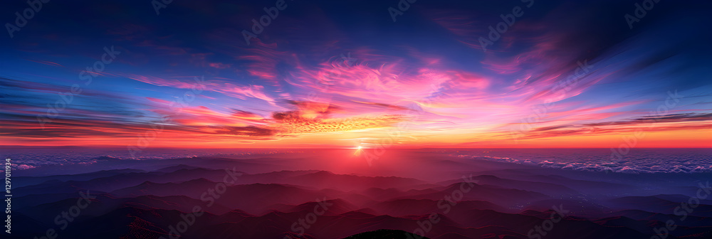 Fototapeta premium A Tranquil Twilight: The Majestic Colors of a Sunset