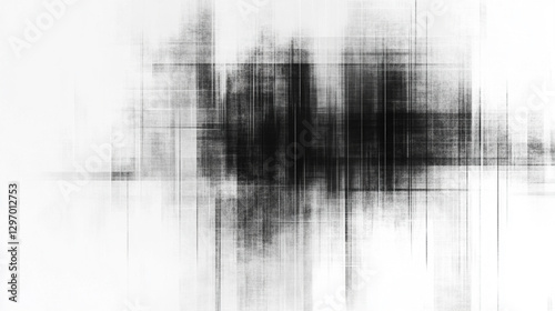 Seamless broken printer streaks with faded low ink toner lines create a transparent overlay texture. Abstract glitch pattern evokes dystopia, grunge, and modern gritty, blurry photocopy errors.


