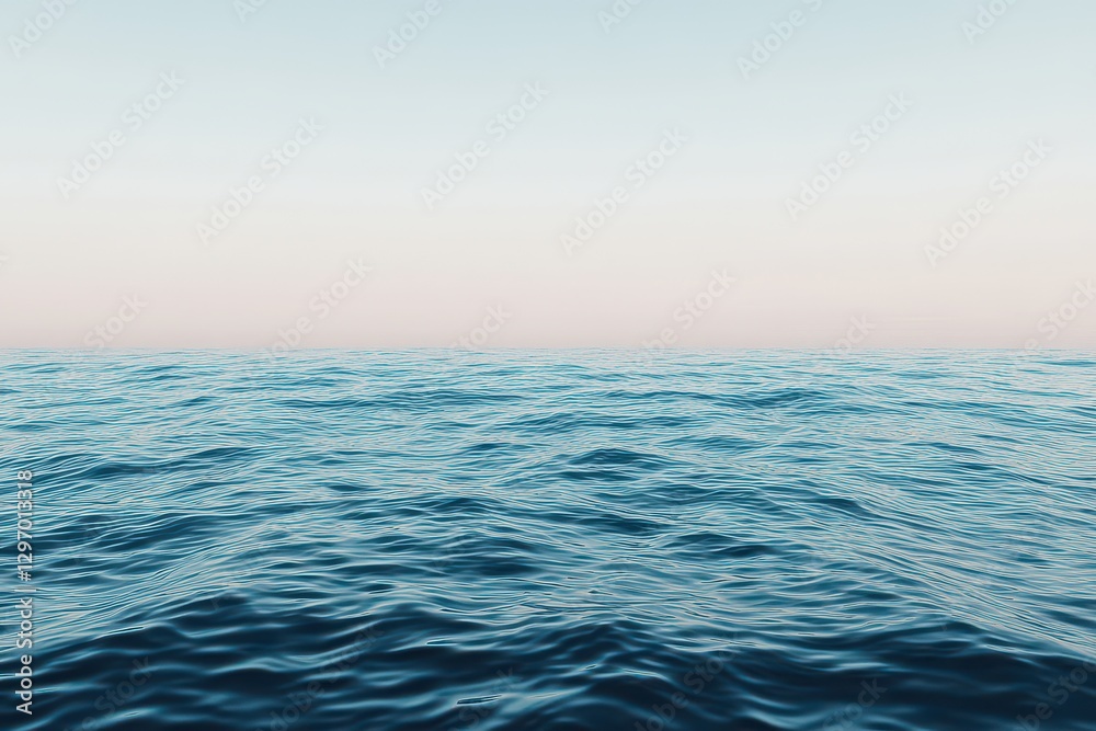 Obraz premium Tranquil ocean waves under a pastel sky at sunrise, evoking peace and serenity
