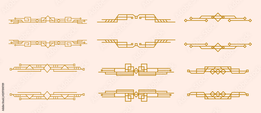 Art Deco Line Gold Borders Dividers Set Art Deco Line Gold Borders Dividers Set