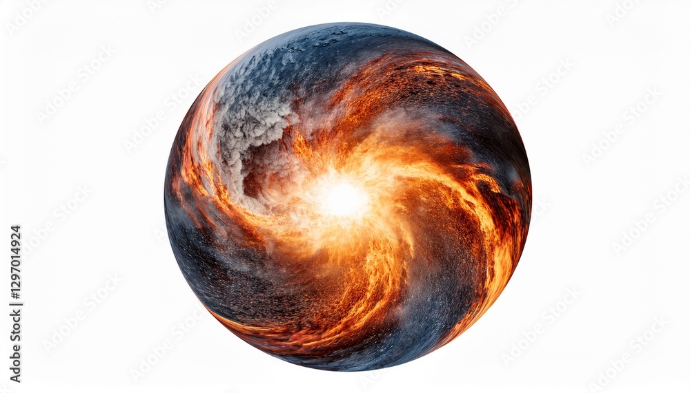 Fototapeta premium 행성 충돌 후 원형으로 퍼지는 강렬한 충격파