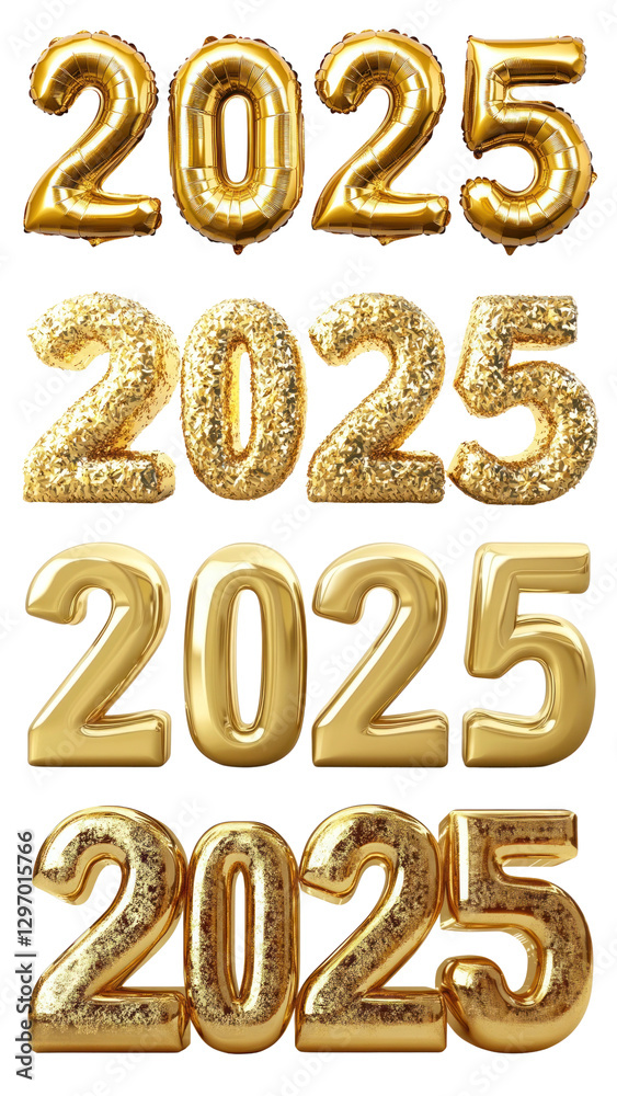 PNG New Year 2025 elements, set on transparent background PNG New Year 2025 elements, set on transparent background