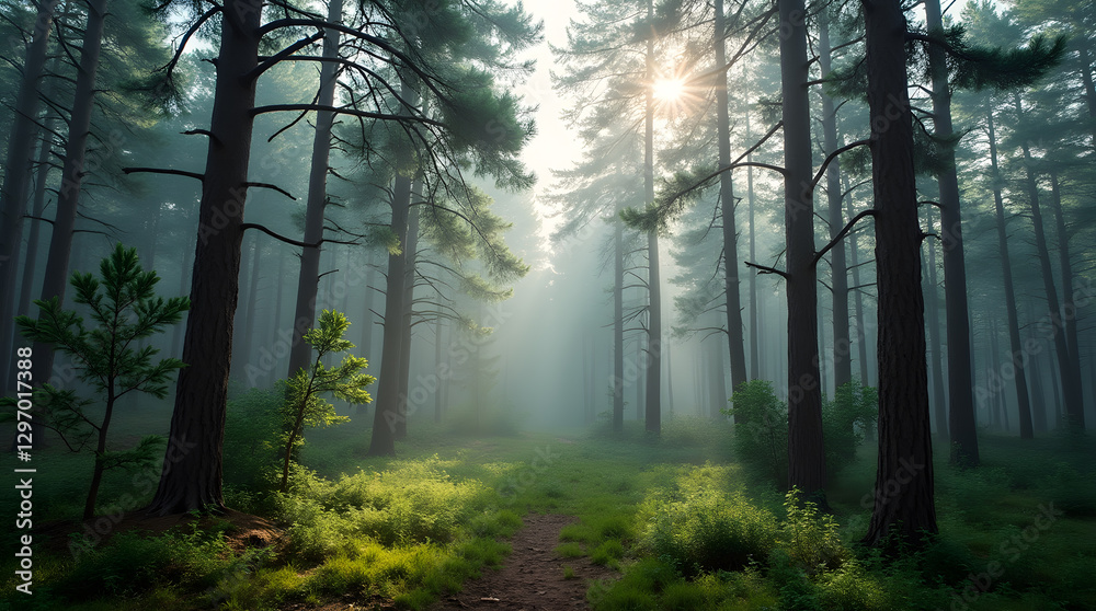 Naklejka premium Serene Forest Pathway