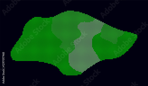 Singapore dotted map. Digital style map of the country on dark background. Singapore shape with circle dots. Colored dots style. Small size circles. Trending vector illustration.