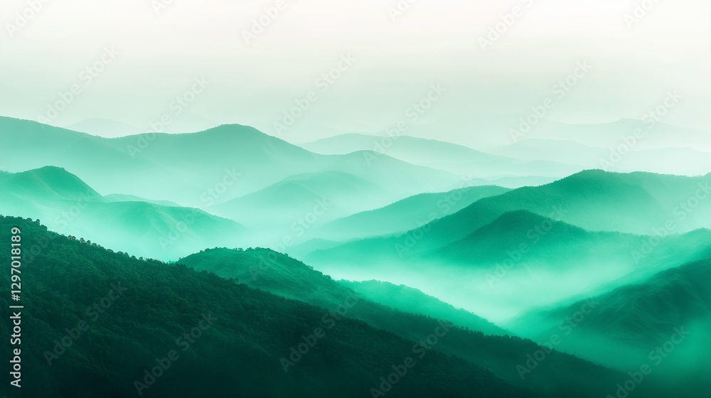 Fototapeta premium Ethereal Emerald Mist in a Dreamy Green Landscape – Ultra HD 5K Wallpaper