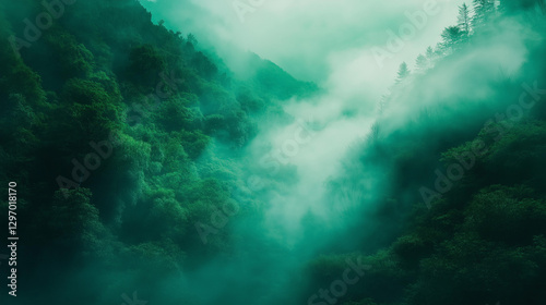 Lush Forest Green and Teal Mist – High-Resolution 5K Atmospheric Wallpaper