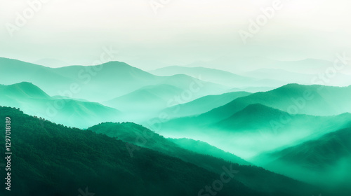 Ethereal Emerald Mist in a Dreamy Green Landscape – Ultra HD 5K Wallpaper