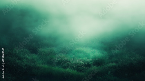 Ethereal Emerald Mist in a Dreamy Green Landscape – Ultra HD 5K Wallpaper