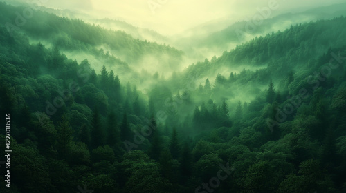 Lush Forest Green and Teal Mist – High-Resolution 5K Atmospheric Wallpaper