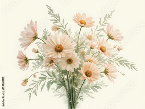 Delicate floral arrangement in soft pastel hues