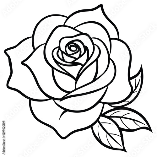 Rose drawn with thick black lines on a white background