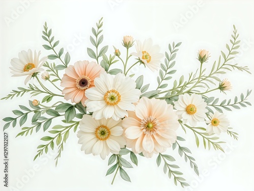 Delicate floral arrangement with soft petals and greenery