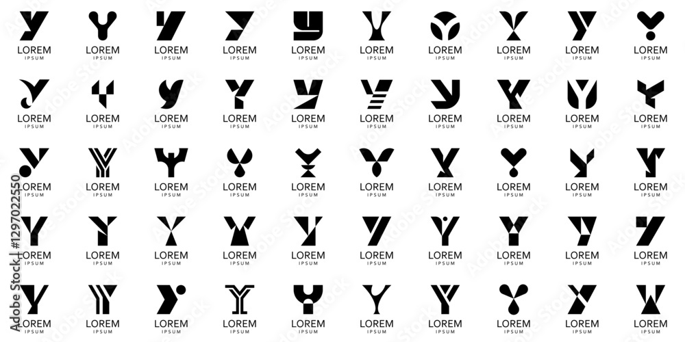 Naklejka premium Logos collection with letter Y. Geometric abstract logos. Icon design