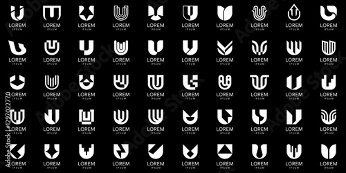 Logos collection with letter U. Geometric abstract logos. Icon design
