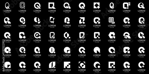Logos collection with letter Q. Geometric abstract logos. Icon design
