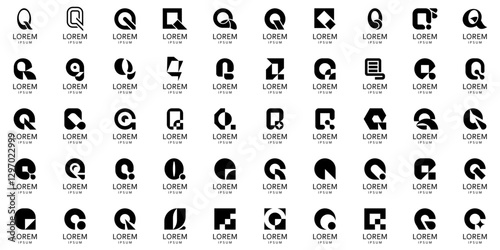Logos collection with letter Q. Geometric abstract logos. Icon design
