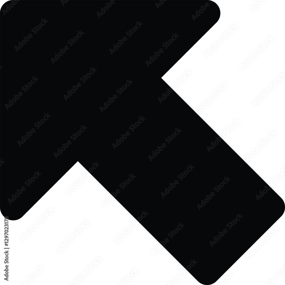 Black Arrow Pointing Upward to the Left on a White Background Black Arrow Pointing Upward to the Left on a White Background