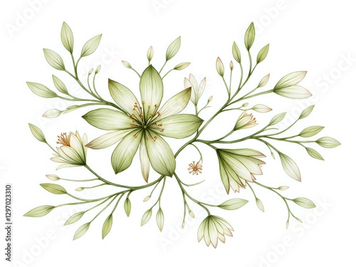 Delicate green floral arrangement with soft petals