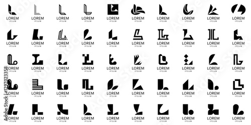 Logos collection with letter L. Geometric abstract logos. Icon design
