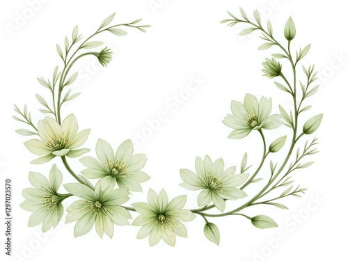 Delicate floral wreath with soft green tones
