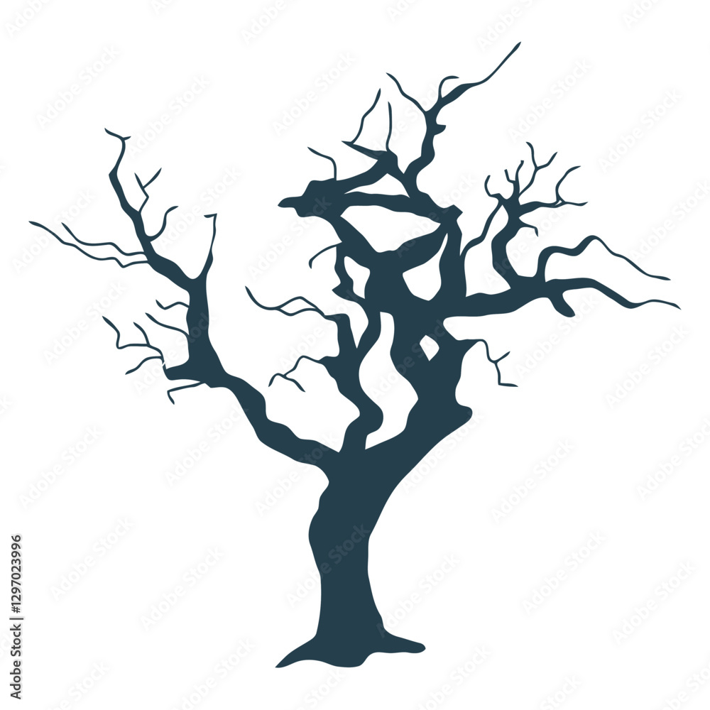 Bare silhouette of a tree: A stark, solitary tree silhouette with sprawling branches, evoking a sense of desolation and the passage of time. Bare silhouette of a tree: A stark, solitary tree silhouette with sprawling branches, evoking a sense of desolation and the passage of time.