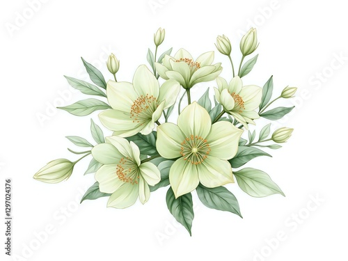 Delicate blooming flowers illustration