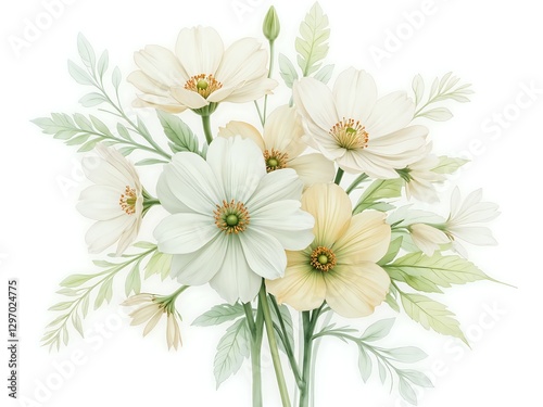 Delicate floral arrangement with soft white and cream shades